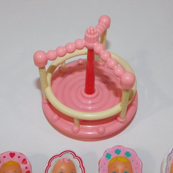 Lot 6 VTG 1989 Galoob So Small Babies 2.5" Mini Beanie Dolls & Merry Go Round - Picture 3 of 7